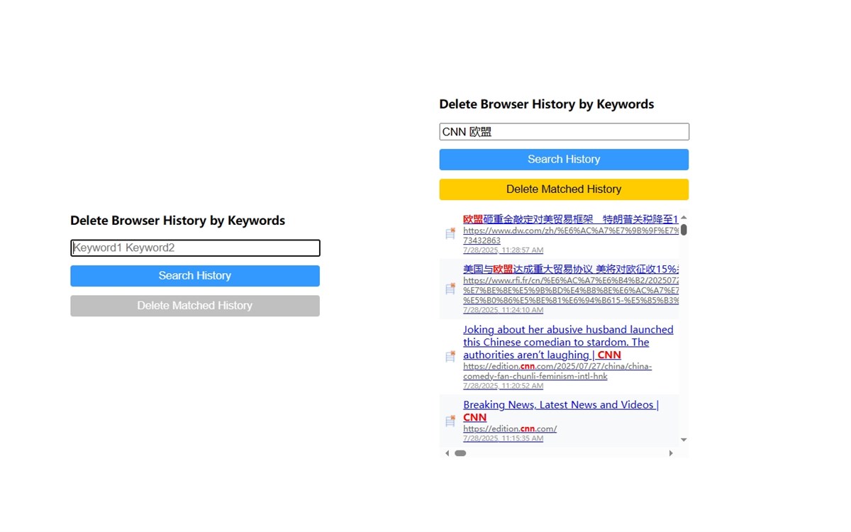Delete Browser History by Keywords