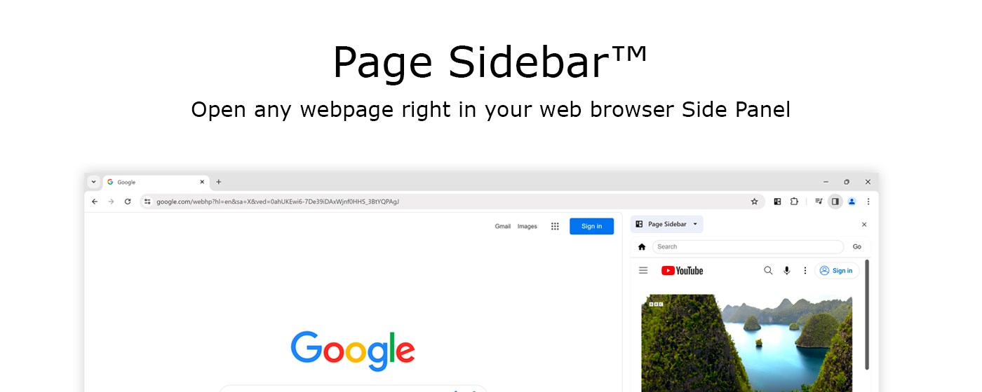 Page Sidebar | Open any page in side panel marquee promo image