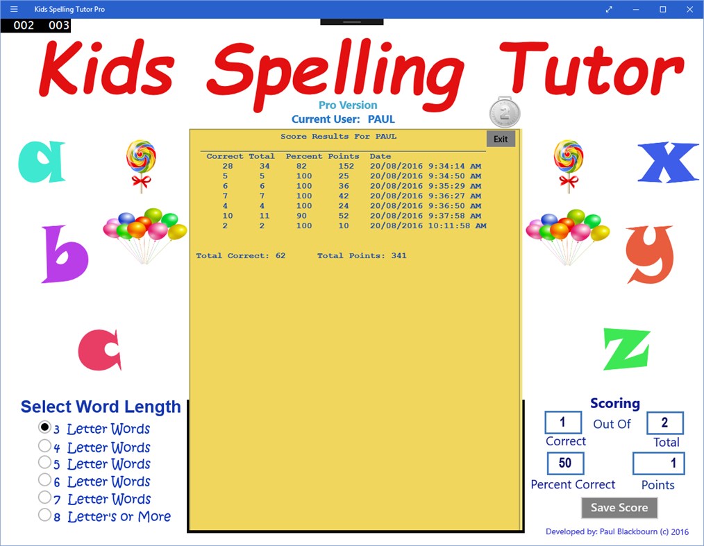 #6. Kids Spelling Tutor Pro (Windows) Podle: Paul Blackbourn