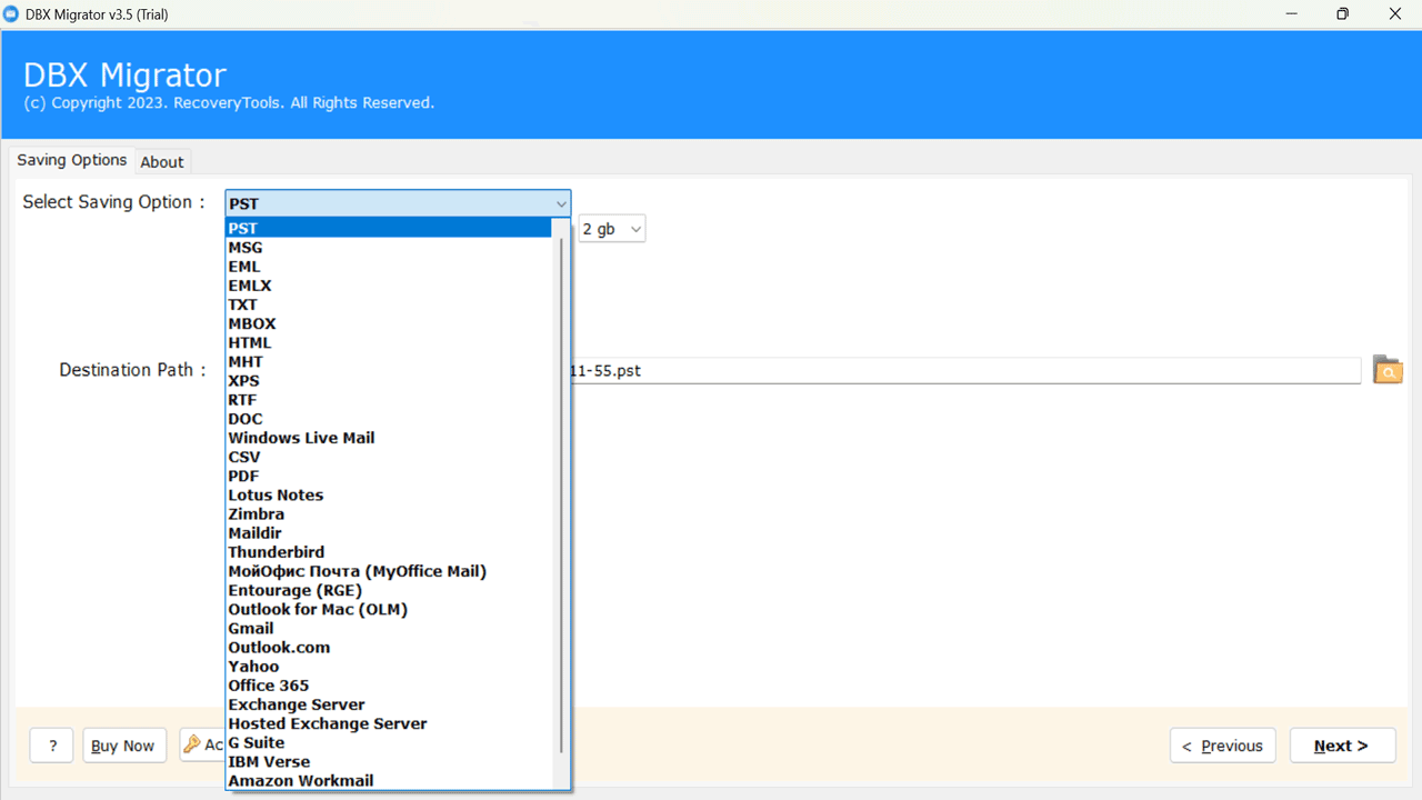 Snapshot 5 of RecoveryTools for DBX to PST Converter