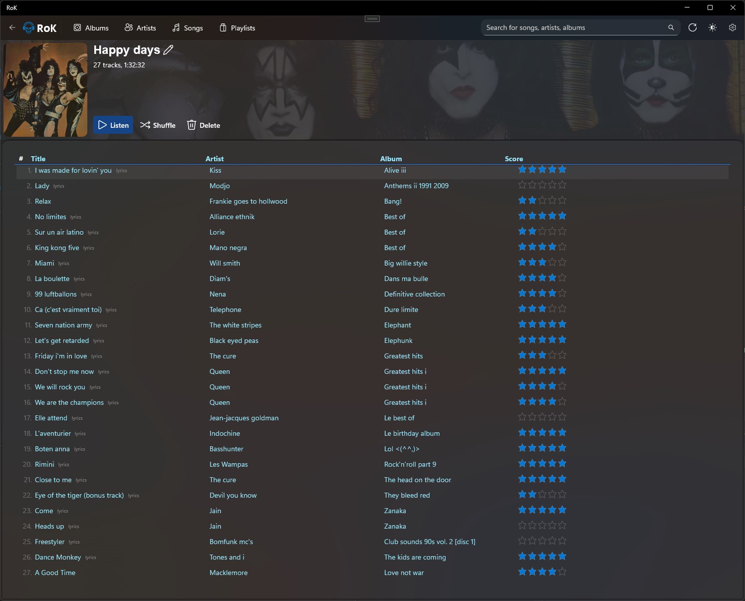 Rok musicplayer screenshot