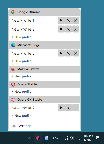 Browser Profile Manager screenshot