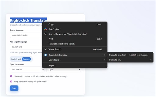 Right-click Translate Estadísticas, descargas y comprobación de ...