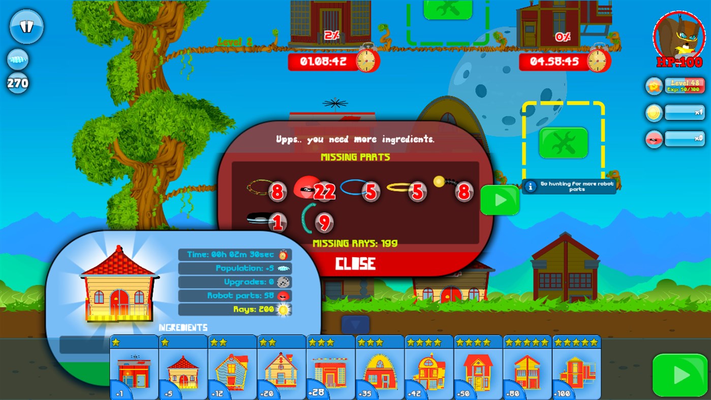 #1. Squirrel Hero & Robots (Windows) Göre: x