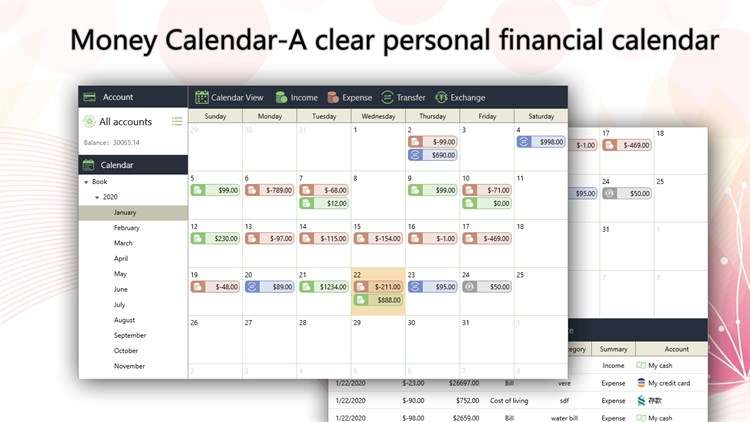 Money Manager Calendar - Spending, Budget - PC - (Windows)