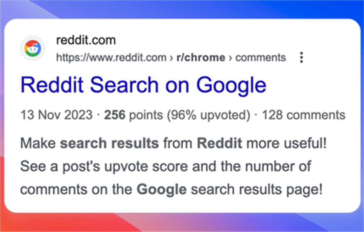 Reddit Search on Google