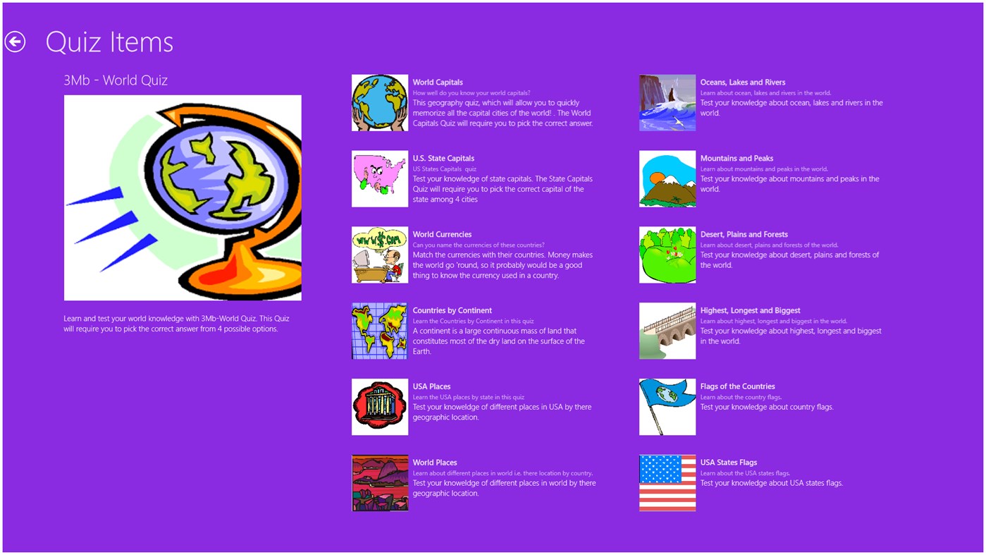 #2. 3Mb - World Quiz (Windows) Bởi: 3Mb Solutions