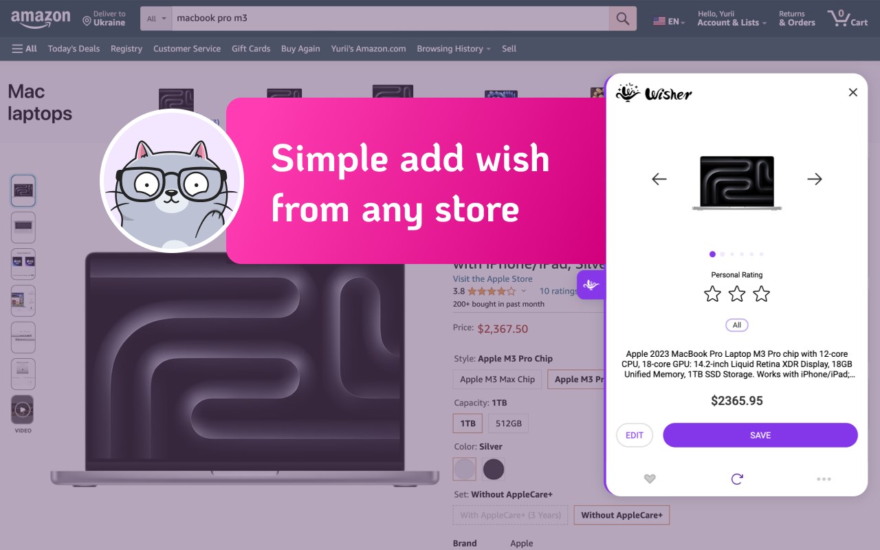 Wisher: Save shopping in wish list registry