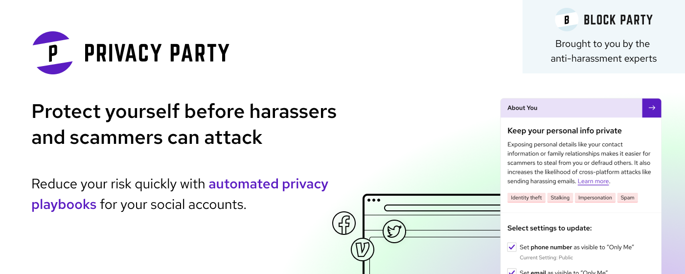 Privacy Party — Protect Yourself on Social marquee promo image