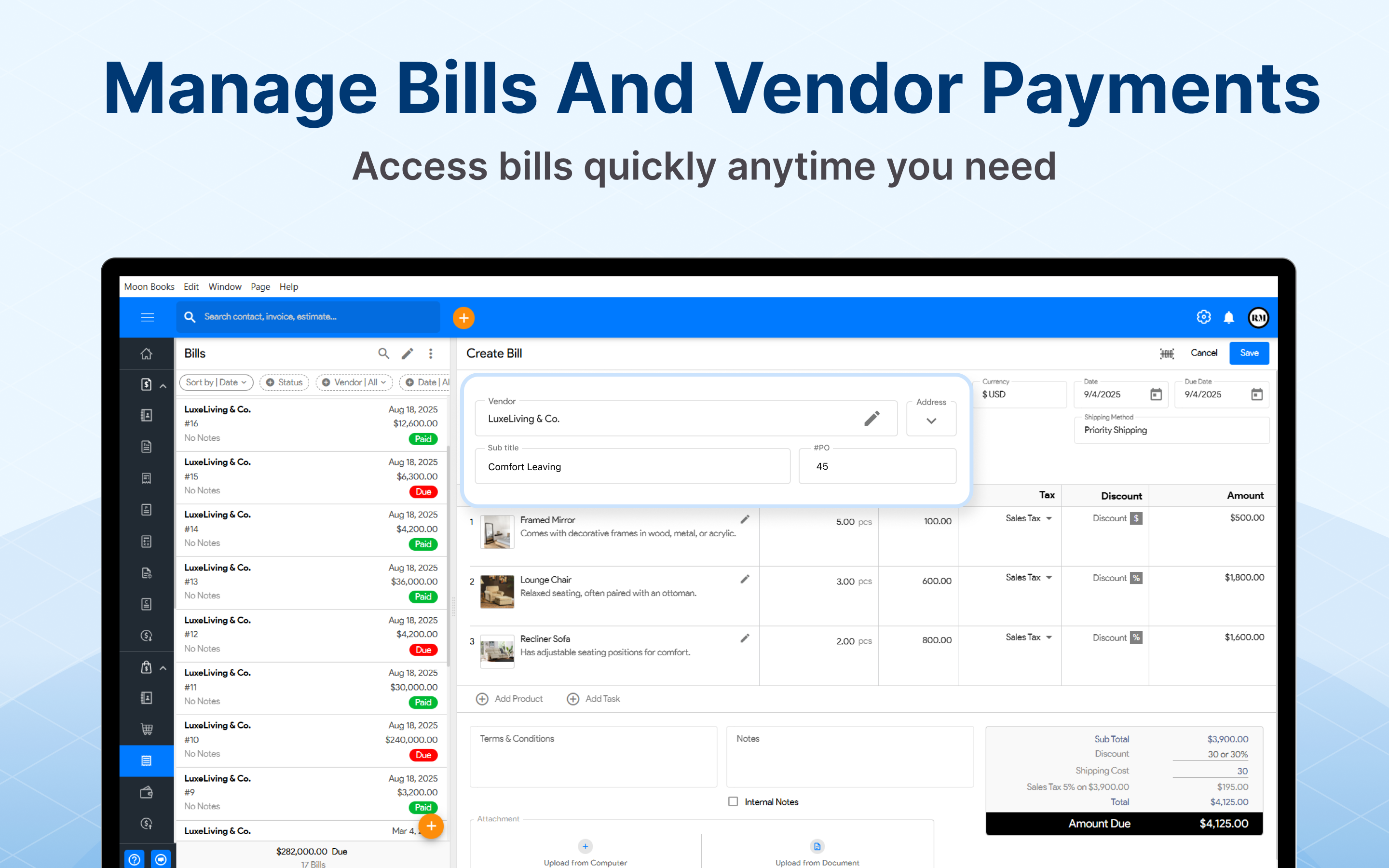 Accounting & Billing Software By Moon Books screenshot