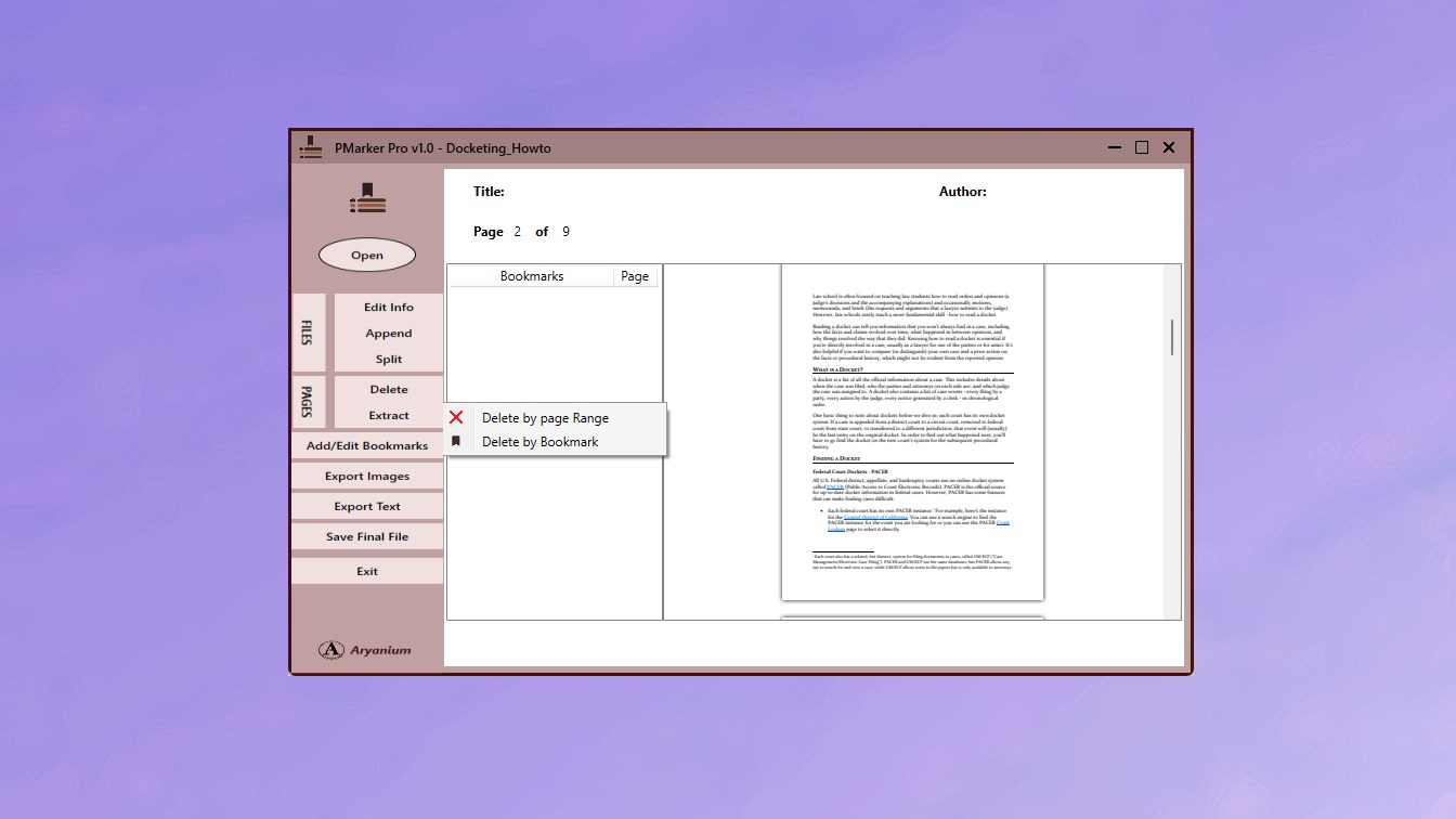 PMarker Pro on Windows assembling multiple board papers into a single PDF with a bookmark entry for each agenda item.