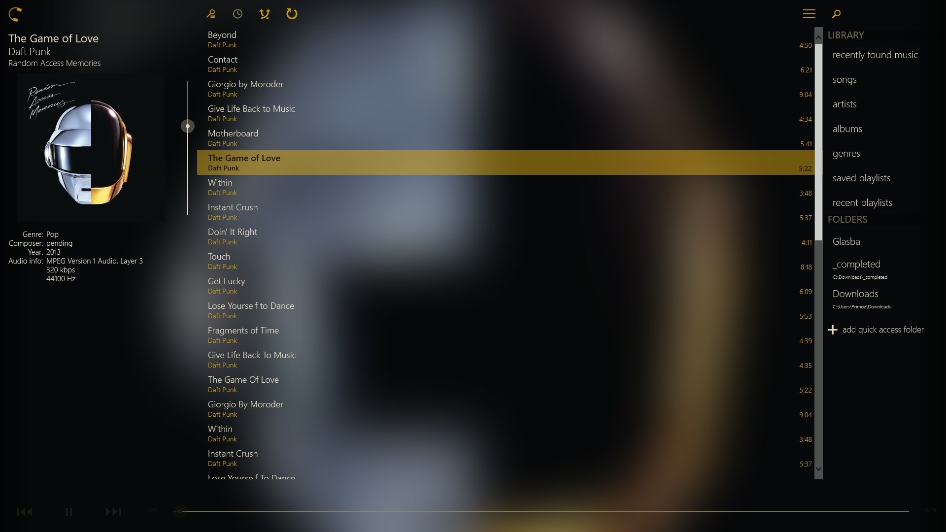 Loco music player Screenshot