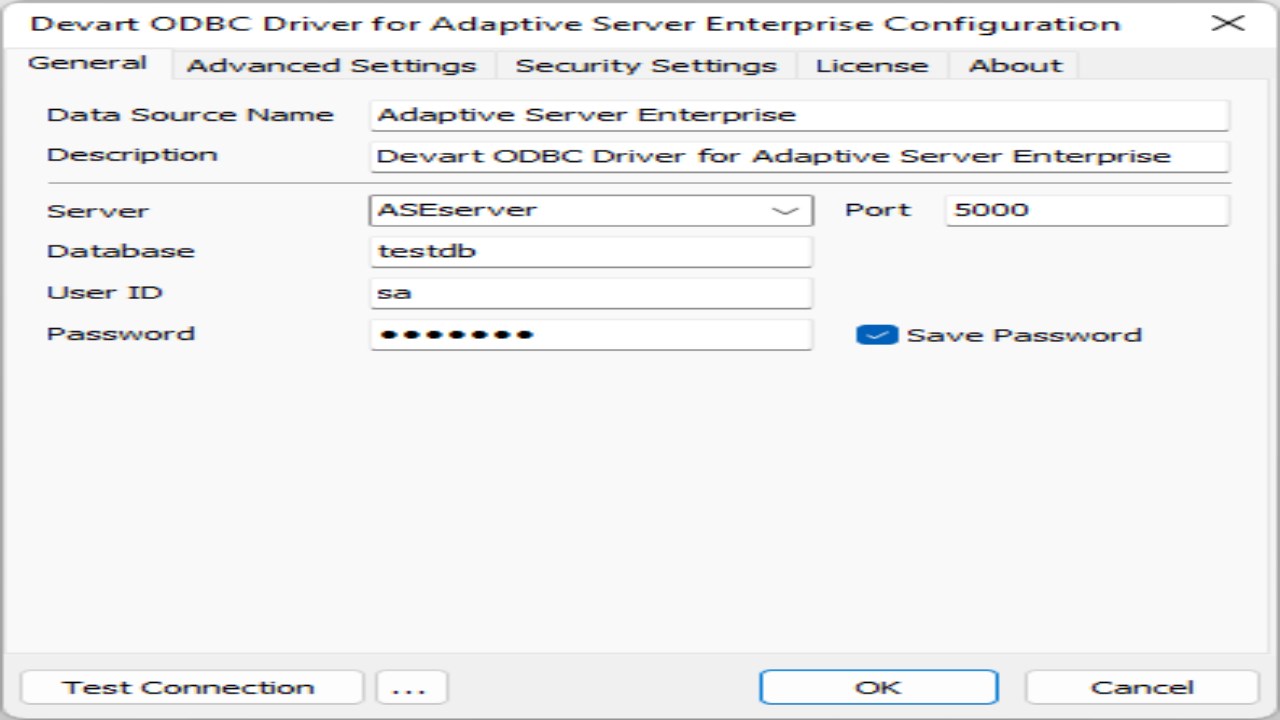 Snapshot 2 of Devart ODBC Driver for ASE(SAP)