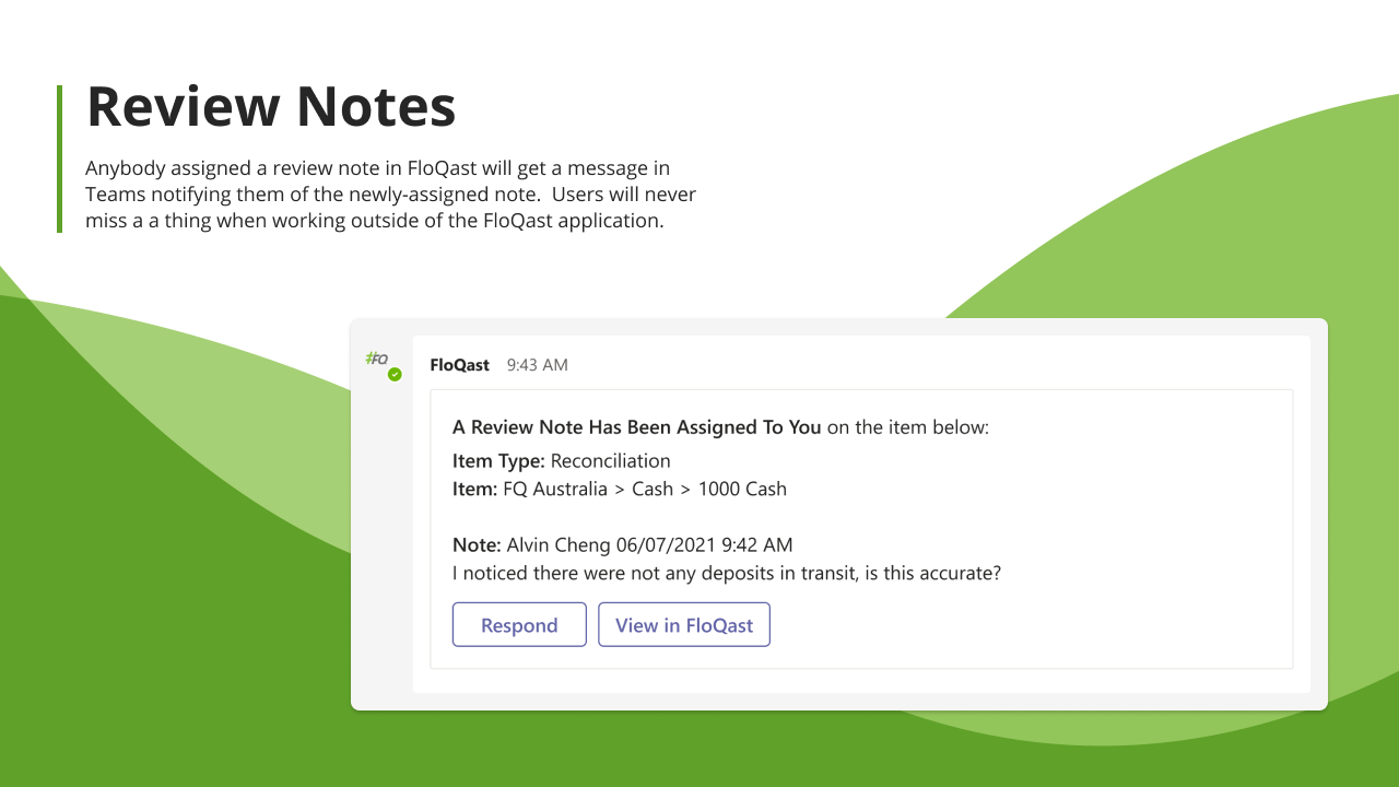 Snapshot 2 of Integration with Microsoft Teams by FloQast