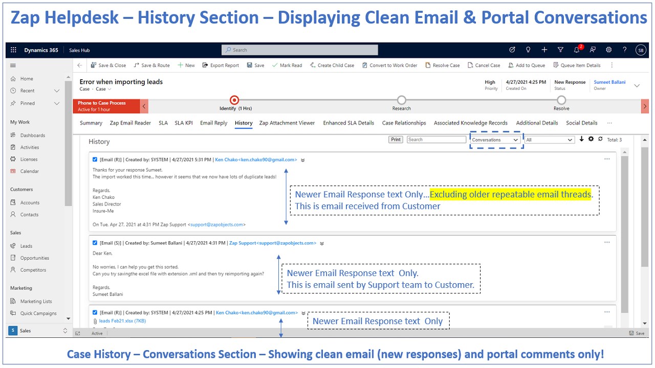 Snapshot 1 of Zap Helpdesk - Email to Case