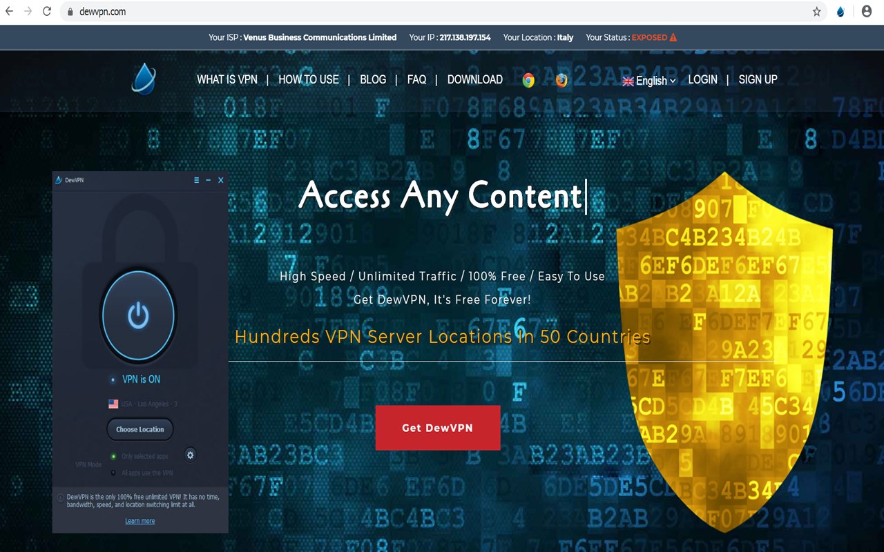 DewVPN - 100% Unlimited Free VPN Proxy