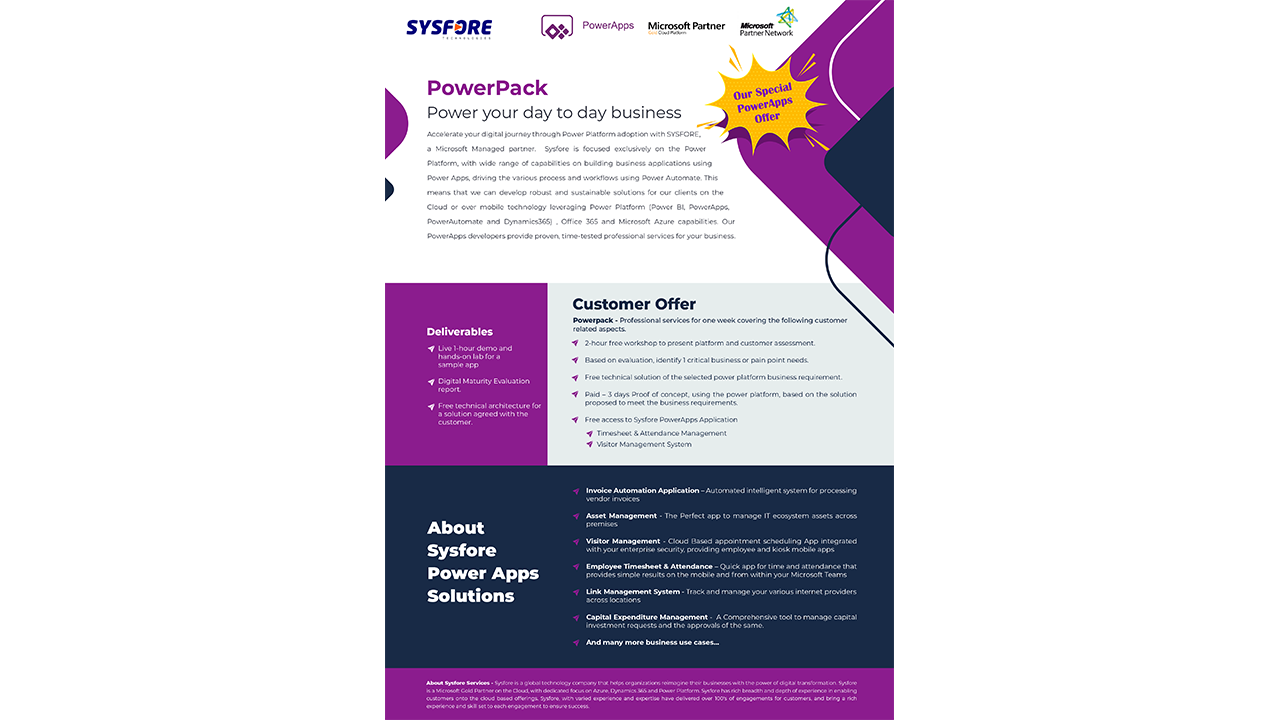 Snapshot 1 of PowerPack with PowerApps Premium 1 Week POC