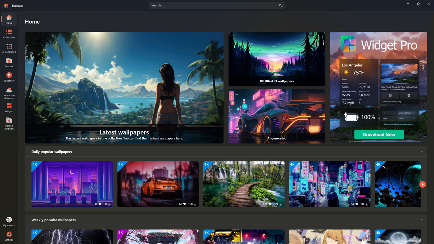 #1. backiee - Wallpaper Studio 10 (Windows) Ved: Good2Create