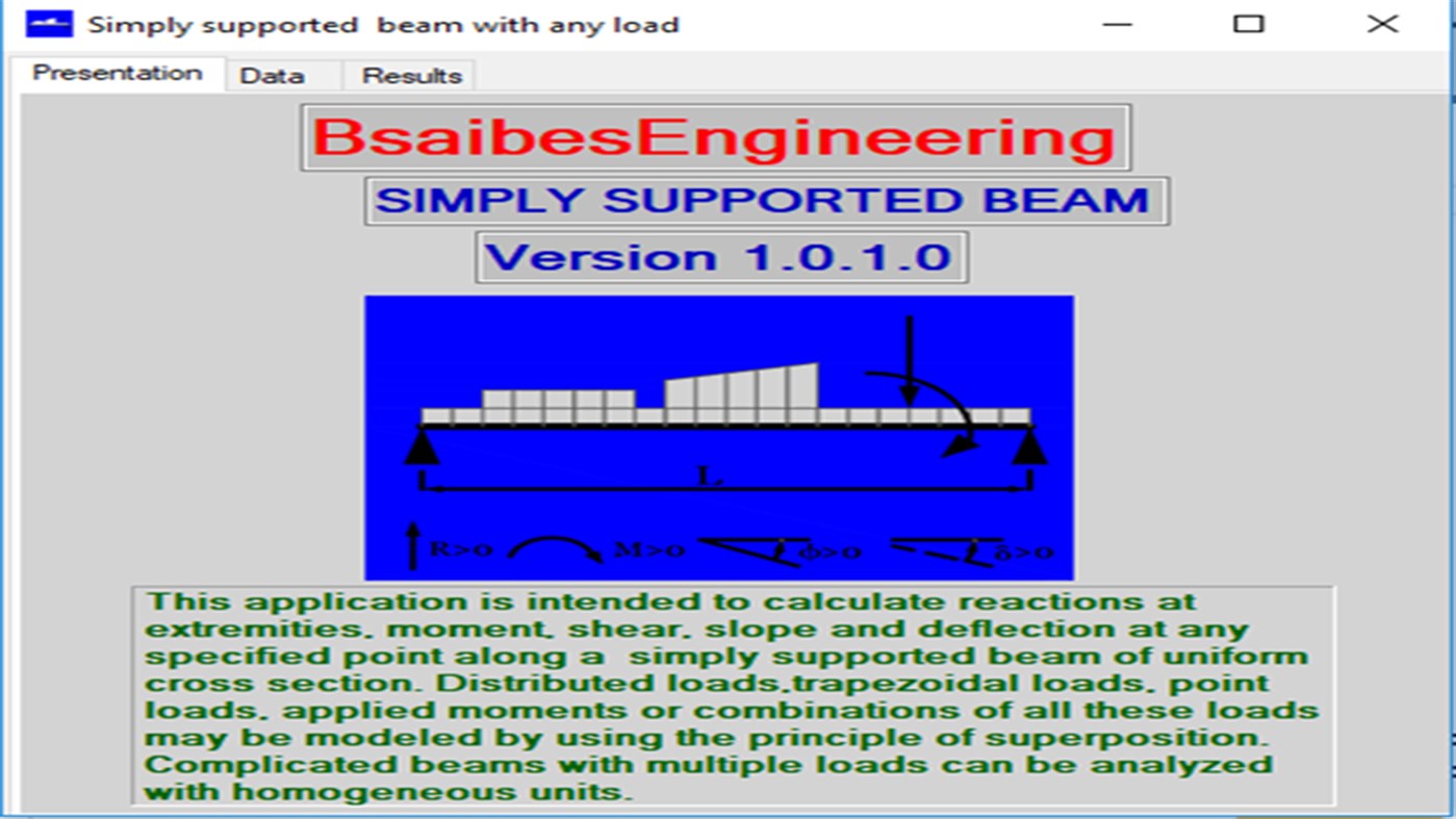 #1. Simply Supported Beam for Any Load (Windows) 由: BSAIBES Engineering