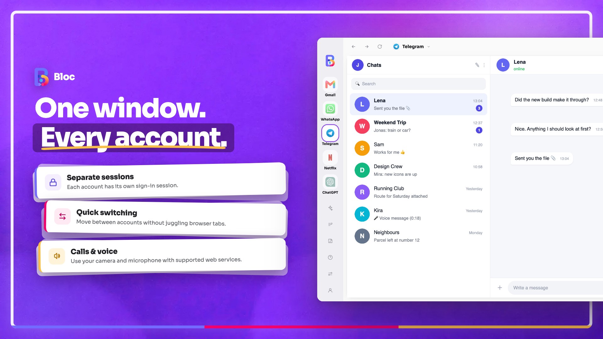 Bloc - Organize Email, Social & Web Apps screenshot
