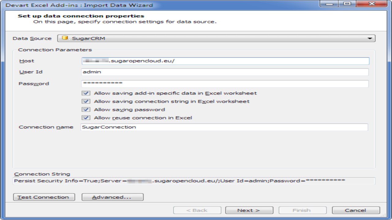 Snapshot 5 of Devart Connector for SugarCRM from Excel