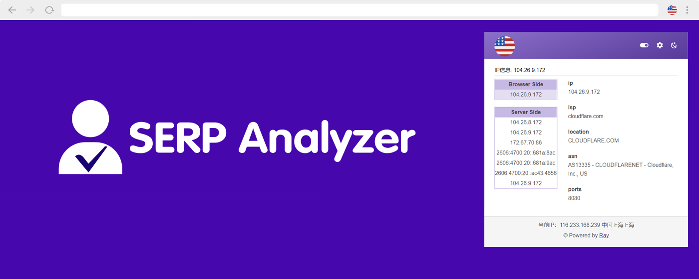 SERP Analyzer - Show domain owner & IP marquee promo image