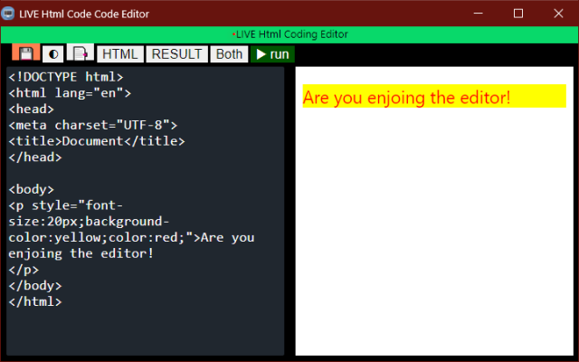 Live html code editor