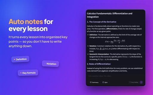 LessonSide — YouTube Summary · AI Q&A · Quiz screenshot 3