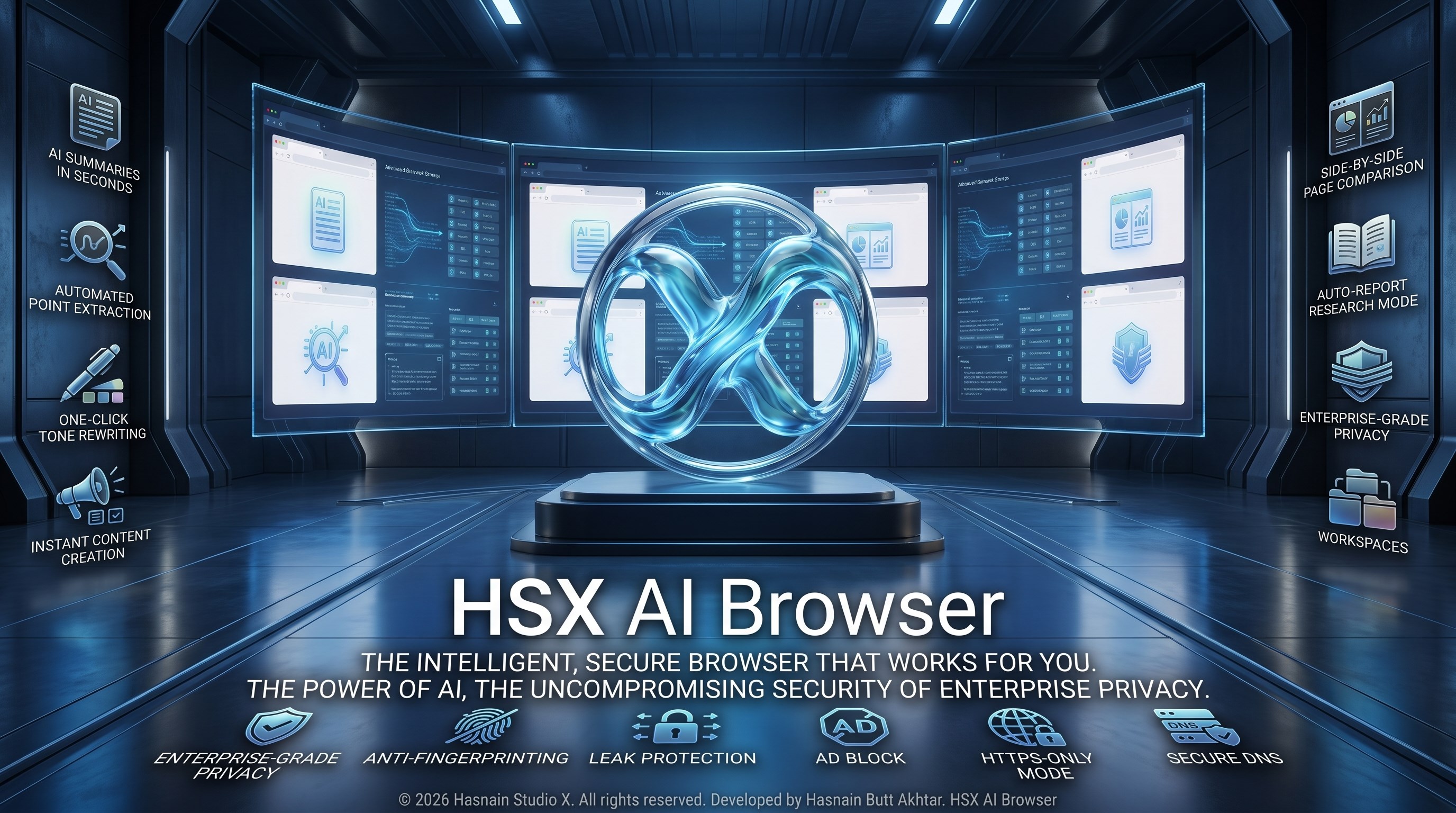 HSX AI Browser – Smart, Private Web Browser & AdBlock screenshot