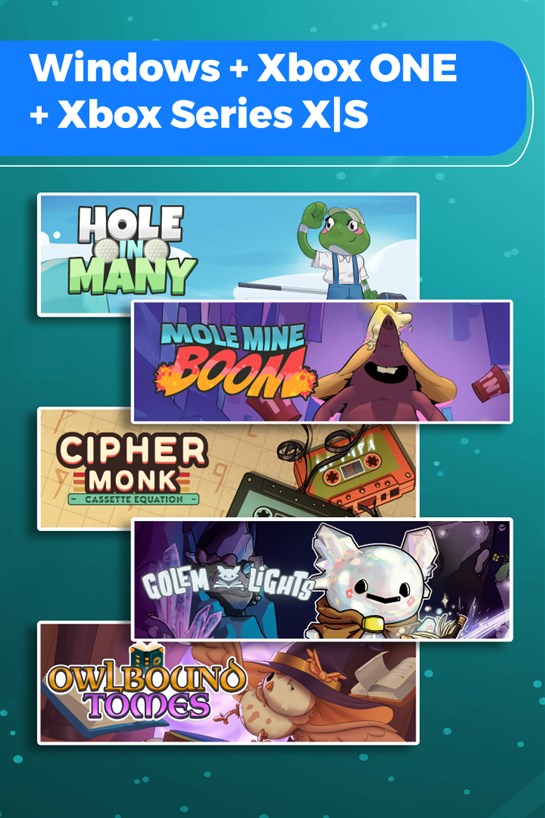 صورة غلاف لـ Hole in Many + Mole Mine + Cipher Monk: Cassete + Owlbound Tomes + Golem Lights (Bundle)
