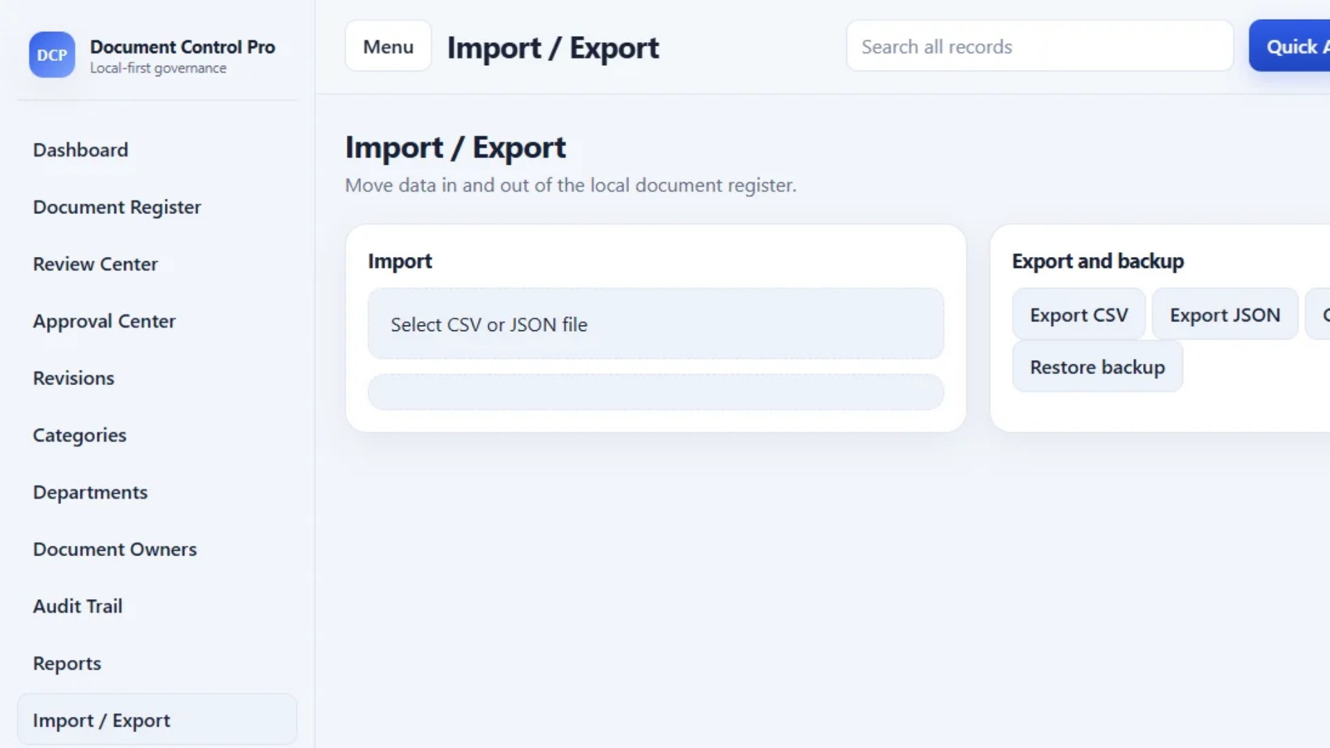 Document Control Pro screenshot