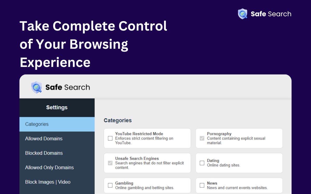 SafeSearch - Web Filter for Safe Browsing & Search