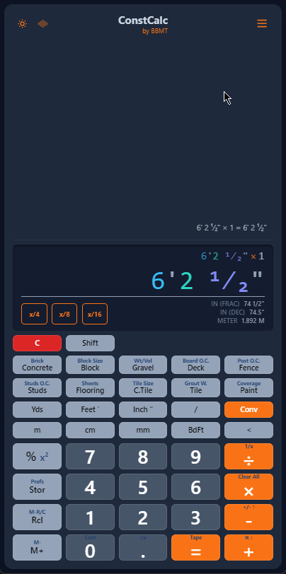 ConstCalc screenshot