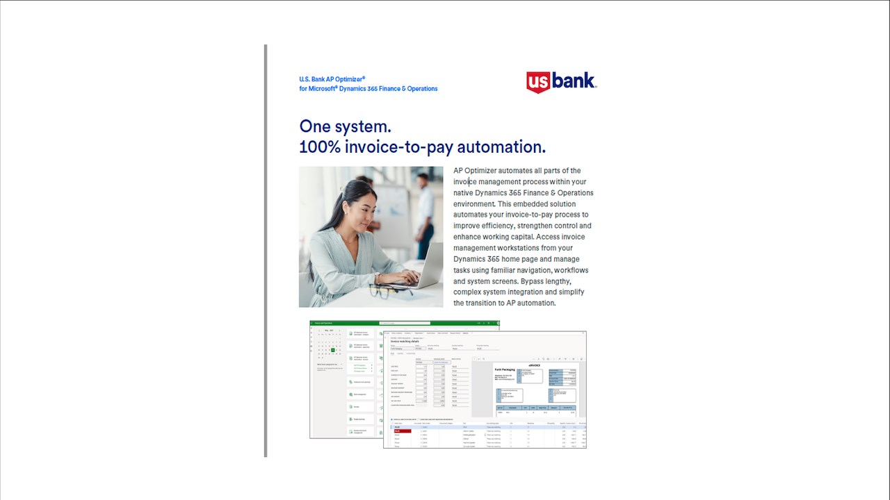 Snapshot 1 of U.S. Bank AP Optimizer®