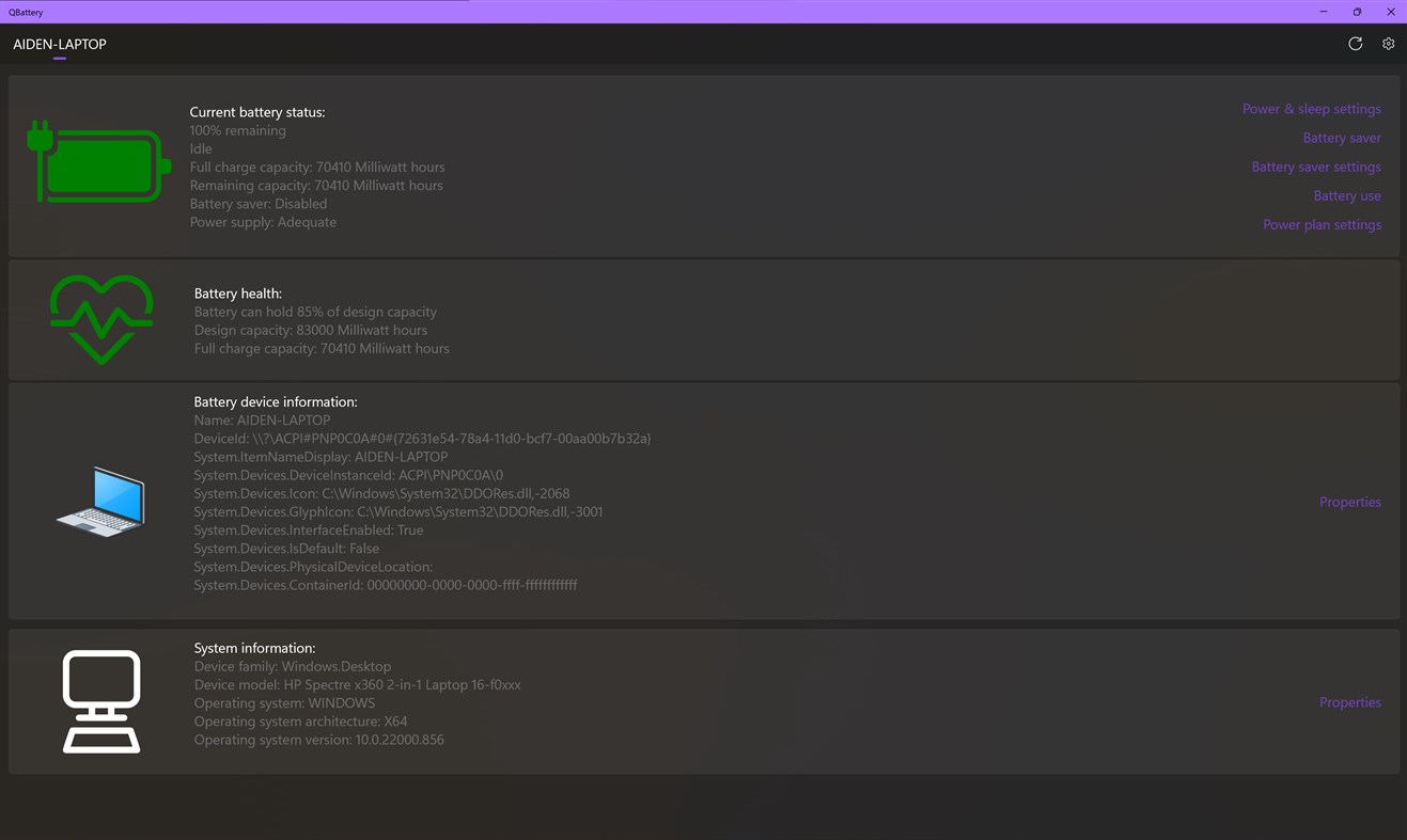 #4. QBattery (Windows) Által: Quinn's Computing