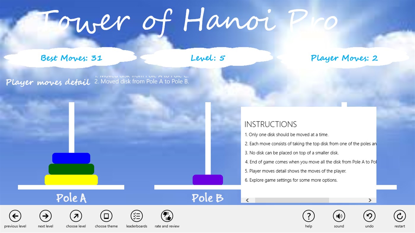 #4. Tower of Hanoi Pro (Windows) 来自: Yogaraj S