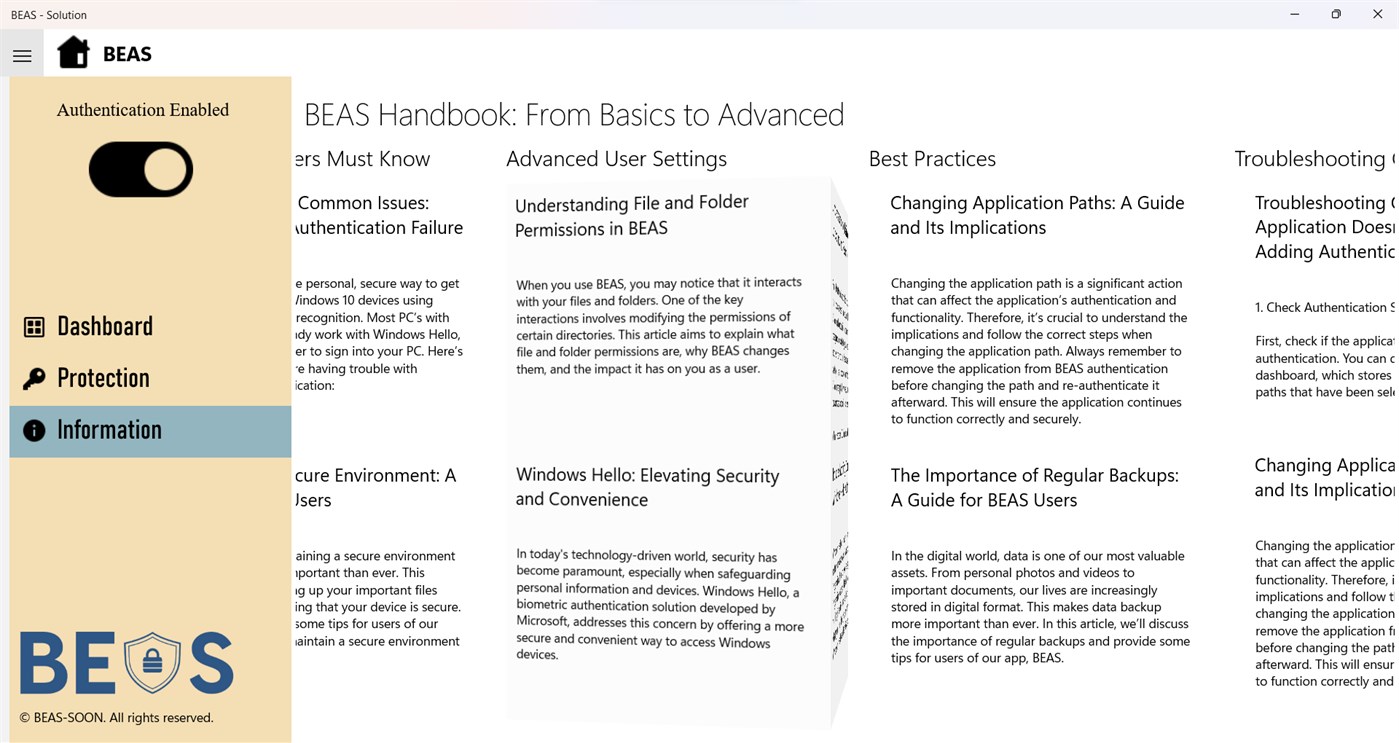 #5. Biometric Encryption & Authentication Solution (BEAS) (Windows) By: BEAS - Soon