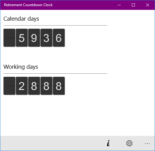 Retirement countdown clock for windows 10