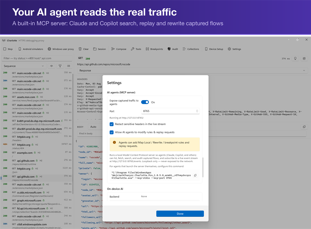 #2. Charlotte.Pro — HTTPS Debugging Proxy & MCP Server (Windows) Podle: Wojciech Charysz