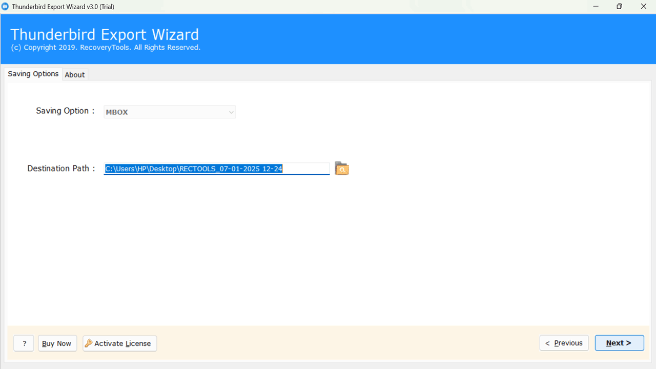 Snapshot 5 of RecoveryTools Thunderbird Export Tool
