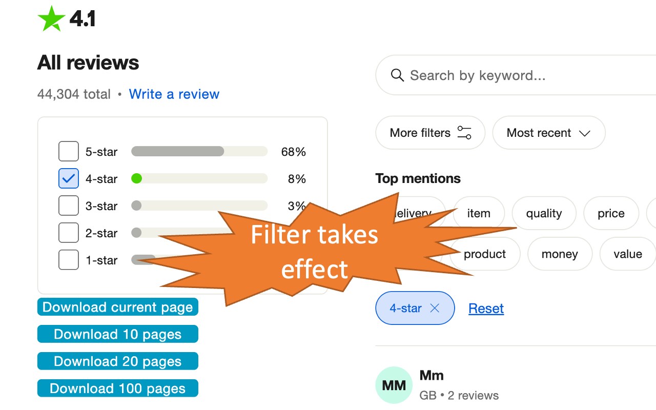 Trustpilot Reviews Exporter