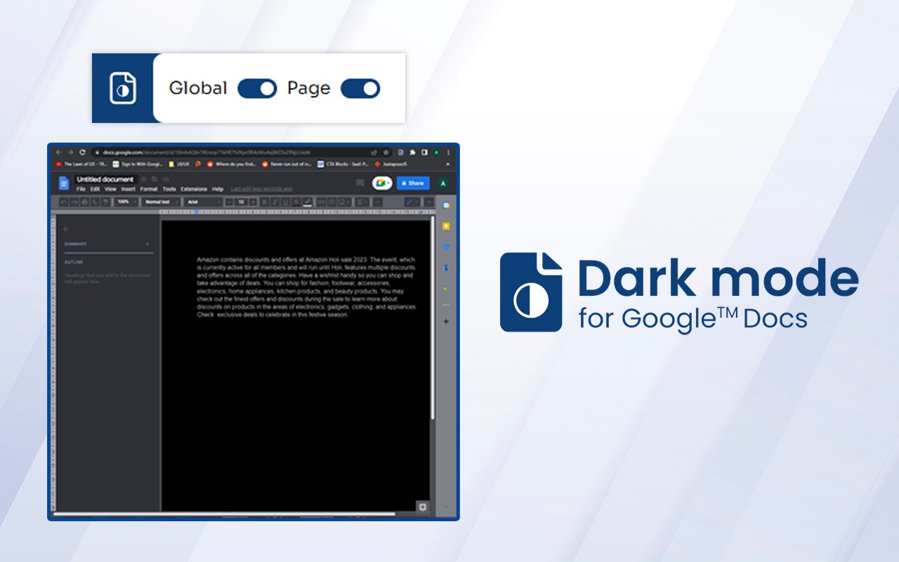 Dark mode for Google™ docs