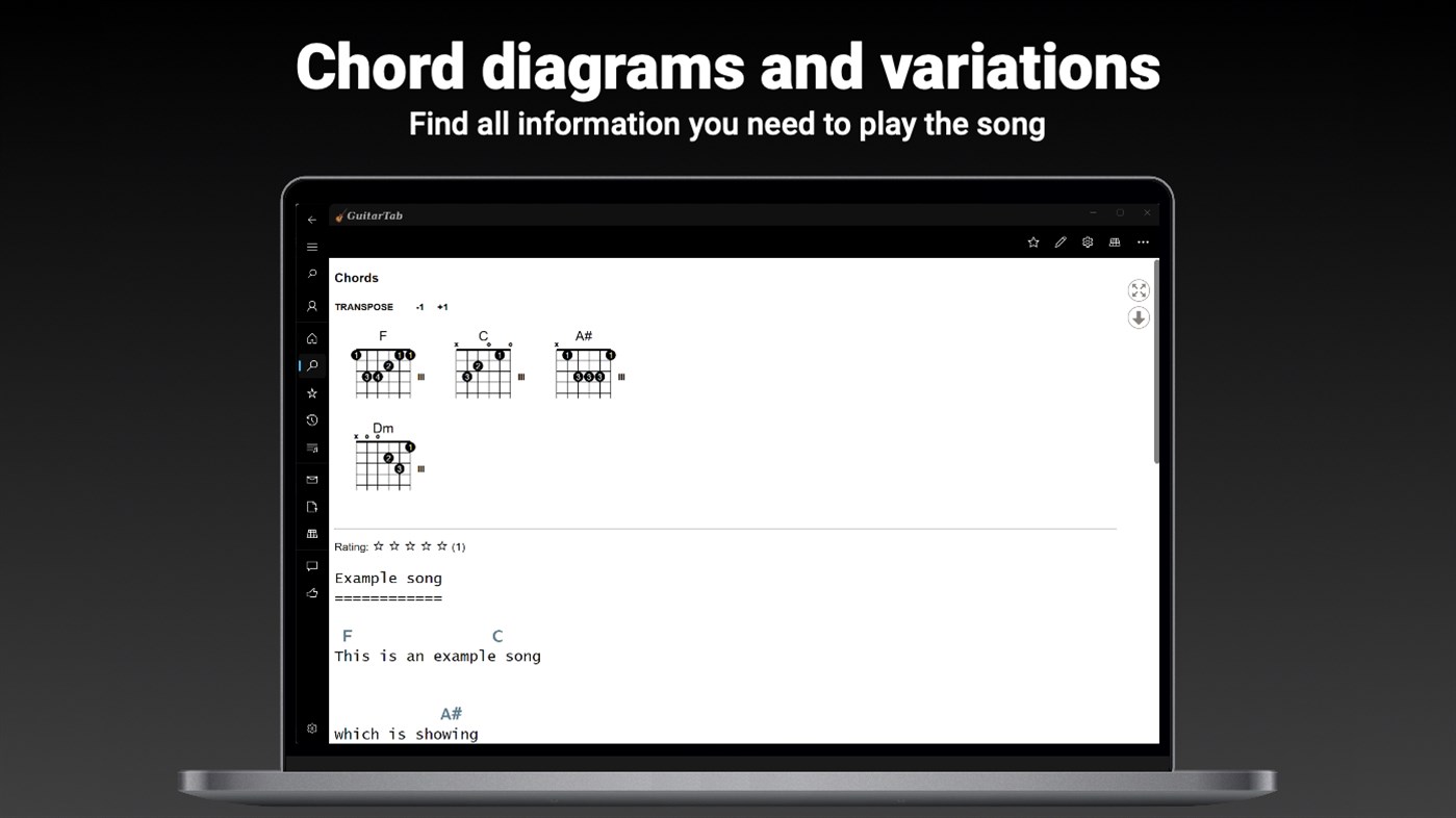 #3. GuitarTab - Guitar tabs and chords Pro (Windows) di: GT1 Apps