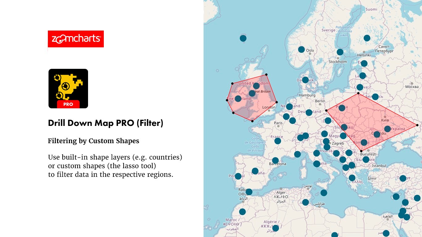 Drill Down Map PRO (Filter) by ZoomCharts