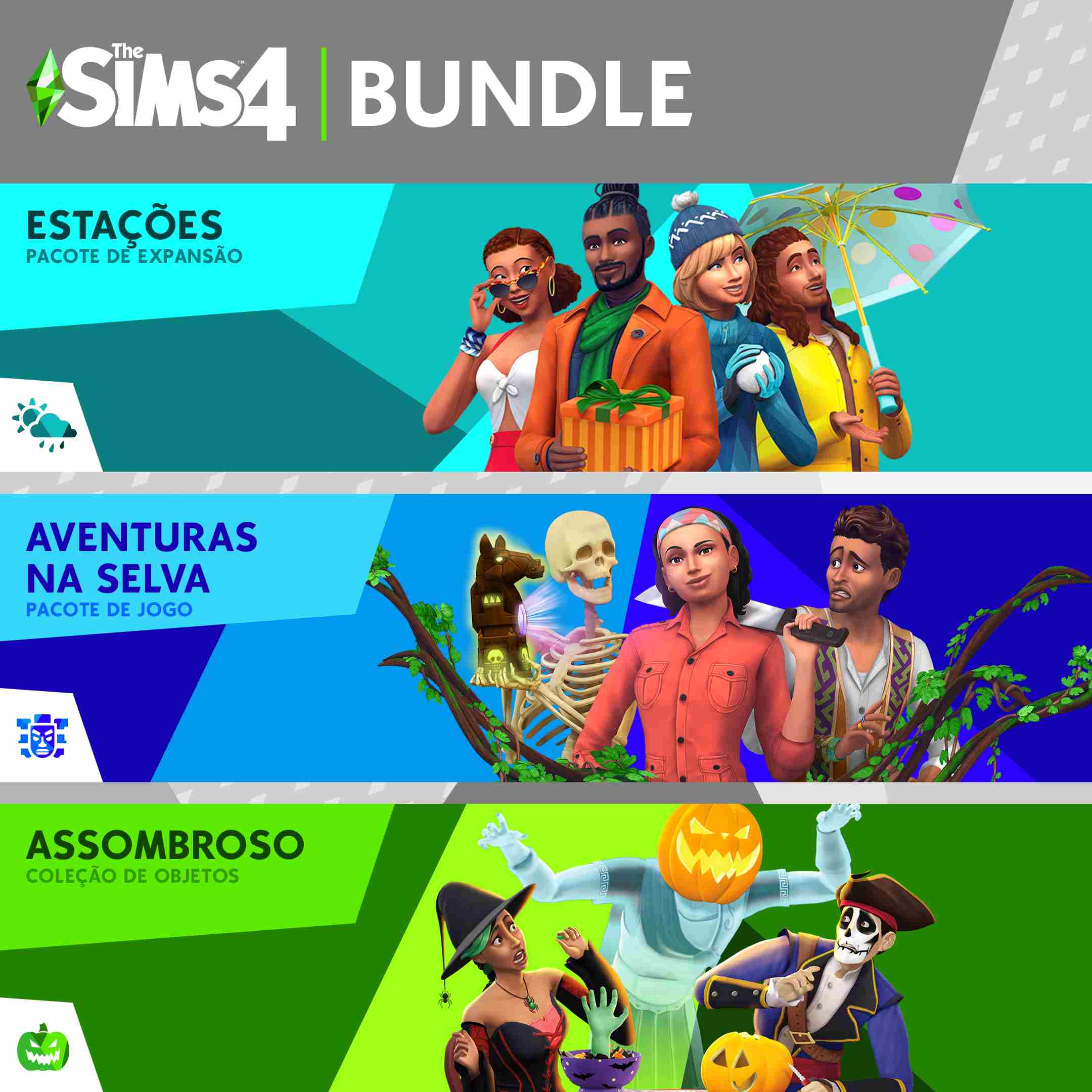 The Sims™ 4 Bundle - Estações, Aventuras na Selva, Assombroso Coleção de Objetos