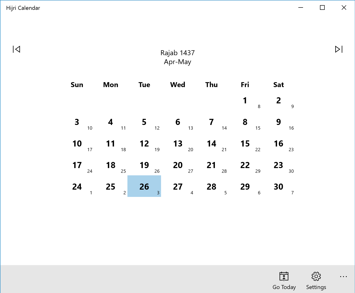 Hijri Calendar for Windows 10