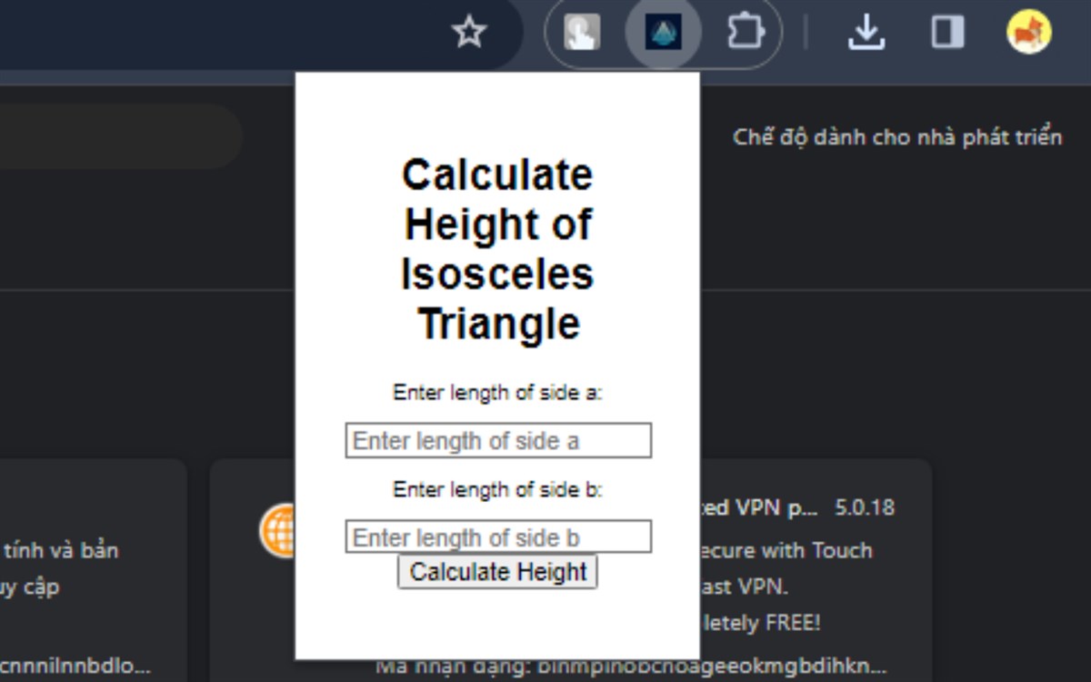 Calculate Height of Isosceles Triangle - Edge add-on