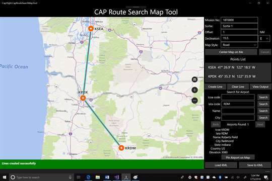 CAP Route Search Map Tool screenshot 2