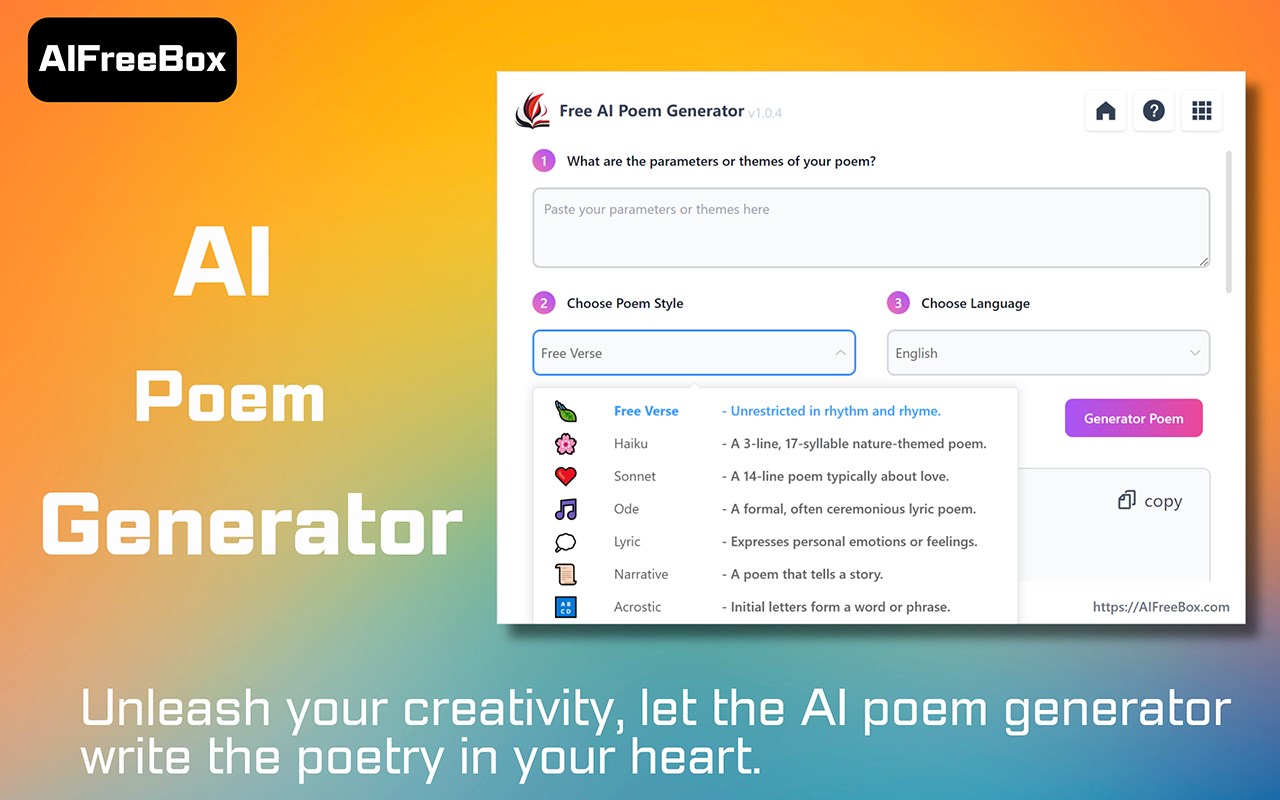 Free AI Poem Generator writes poems instantly