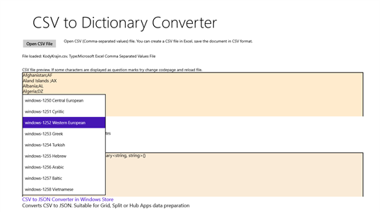 CSV to Dictionary Converter screenshot 2